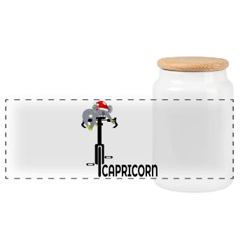 CHRISTMAS CYCLING DECEMBER BIRTHDAY CAPRICORN - Panorama Keksdose mit Holzdeckel - Weiß - Vorne