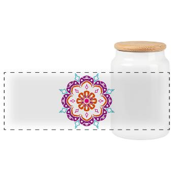 Yoga Ornament Stern Schneeflocke Weihnachten om - Panorama Keksdose mit Holzdeckel - Weiß - Vorne