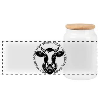 Not Your Mom Not Your Milk - Go Vegan! - Panorama Keksdose mit Holzdeckel - Weiß - Vorne