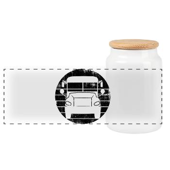 Croquis de bus - Boîte à biscuits avec couvercle en bois - blanc - Devant