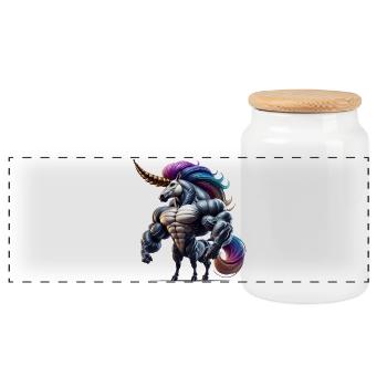 Super Einhorn - Panorama Keksdose mit Holzdeckel - Weiß - Vorne