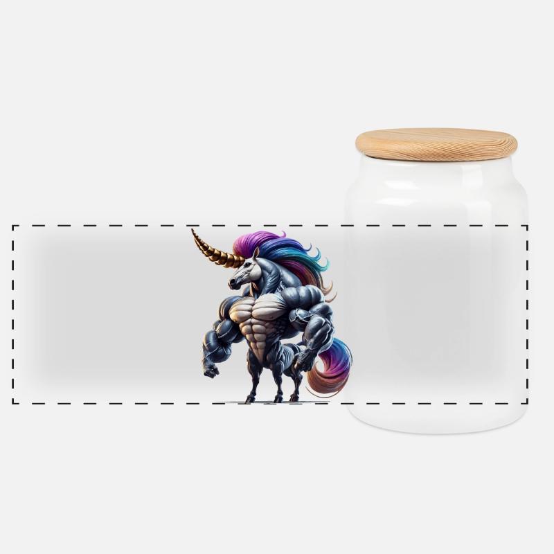 Super Einhorn - Panorama Keksdose mit Holzdeckel - Weiß