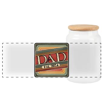Dad Est. 2024 Retro Design - Panorama Keksdose mit Holzdeckel - Weiß - Vorne