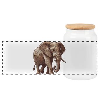 Éléphant - Boîte à biscuits avec couvercle en bois - blanc - Devant