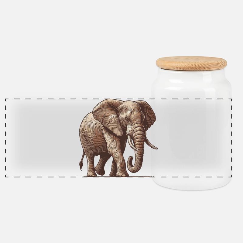 Elefant - Panorama Keksdose mit Holzdeckel - Weiß