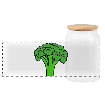 Broccoli - Panoramic Cookie Jar with Wooden Lid - white - Front
