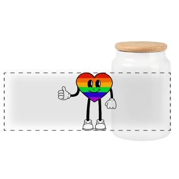 LGBTQ Love - Panoramic Cookie Jar with Wooden Lid - white - Front