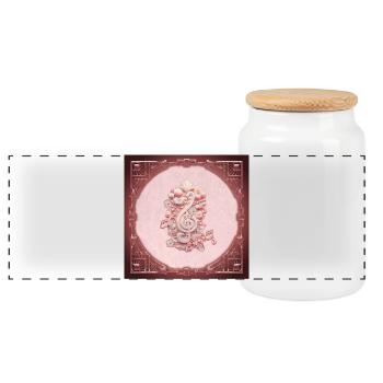 Harmony in pink, a majestic and stylized keystone - Panoramic Cookie Jar with Wooden Lid - white - Front