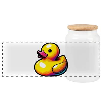 Caneton Canard Canard Canard - Boîte à biscuits avec couvercle en bois - blanc - Devant