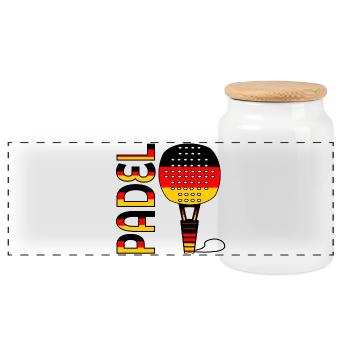 GERMAN PADEL TENNIS GERMANY - Panoramic Cookie Jar with Wooden Lid - white - Front