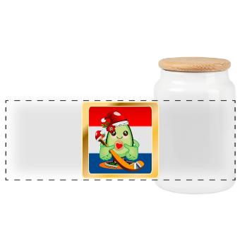 Weihnachtsgeschenke Avocado Eishockeyspieler - Panorama Keksdose mit Holzdeckel - Weiß - Vorne
