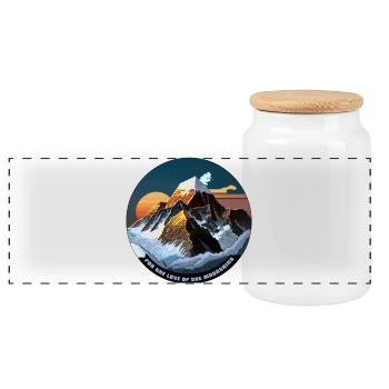 For the love of the mountains - Panoramic Cookie Jar with Wooden Lid - white - Front