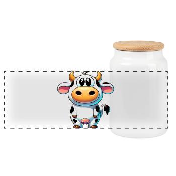 Vache - Boîte à biscuits avec couvercle en bois - blanc - Devant