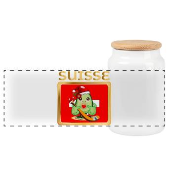 Weihnachtsmann SCHWEIZER EISHOCKEY-ANWALT - Panorama Keksdose mit Holzdeckel - Weiß - Vorne