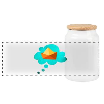 Paper Boat Cloud Travel Travel Fever Ship Vacation - Panoramic Cookie Jar with Wooden Lid - white - Front