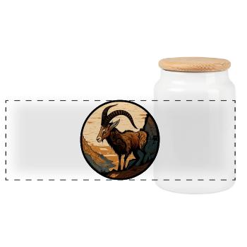 Capricorne - Boîte à biscuits avec couvercle en bois - blanc - Devant