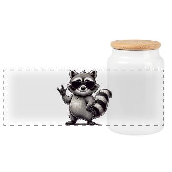 raton laveur avec pose de roche raton laveur musicien de musique rock - Boîte à biscuits avec couvercle en bois - blanc - Devant