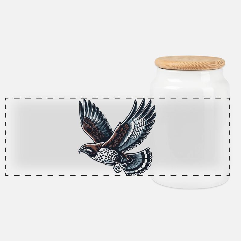 Buzzard - Panoramic Cookie Jar with Wooden Lid - white