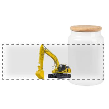 Bagger Bagger - Panorama Keksdose mit Holzdeckel - Weiß - Vorne