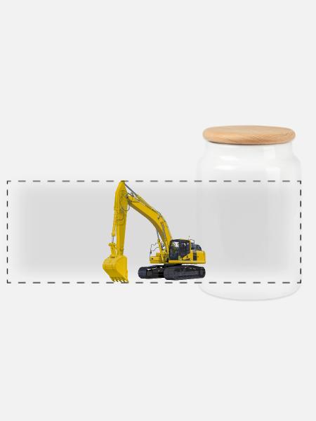 Bagger Bagger - Panorama Keksdose mit Holzdeckel - Weiß