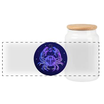 Créativité étoilée du cancer - Boîte à biscuits avec couvercle en bois - blanc - Devant