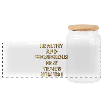 VŒUX DE BONNE SANTÉ ET DE PROSPÉRITÉ POUR LA NOUVELLE ANNÉE - Boîte à biscuits avec couvercle en bois - blanc - Devant