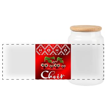 Funny Christmas Choir Cherries - Panoramic Cookie Jar with Wooden Lid - white - Front