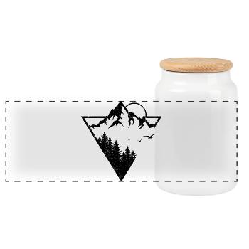 Nature Geometry - Panoramic Cookie Jar with Wooden Lid - white - Front