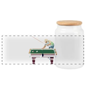 Billiard Player Pixel Art - Panoramic Cookie Jar with Wooden Lid - white - Front