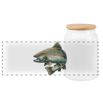 Saumon - Boîte à biscuits avec couvercle en bois - blanc - Devant