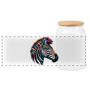 Zebra - Panorama Keksdose mit Holzdeckel - Weiß - Vorne