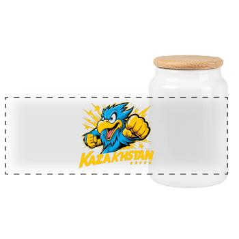 Kazakhstan aigle drapeau drapeau puissance Cool cadeau - Boîte à biscuits avec couvercle en bois - blanc - Devant