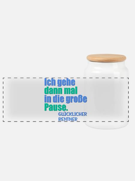 GLÜCKLICHER RENTNER RENTE - Panorama Keksdose mit Holzdeckel - Weiß