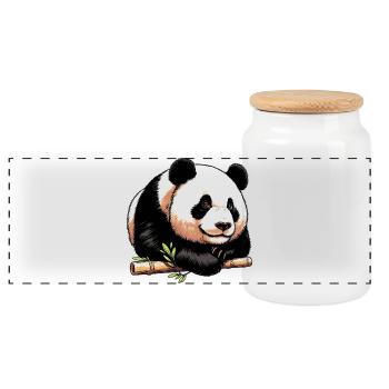 Panda - Panorama Keksdose mit Holzdeckel - Weiß - Vorne