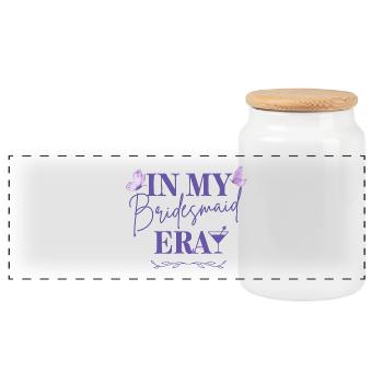 Bridesmaid Era: Stylish Party T-Shirts - Panoramic Cookie Jar with Wooden Lid - white - Front
