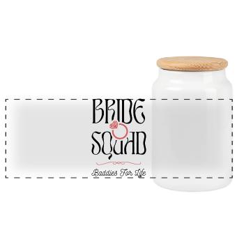 Bride Squad - Junggesellinnenabschied - Panorama Keksdose mit Holzdeckel - Weiß - Vorne