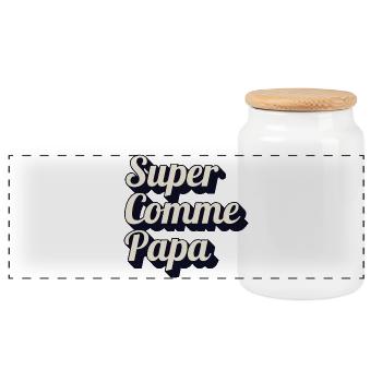 ensemble père fils vetement collection super papa - Boîte à biscuits avec couvercle en bois - blanc - Devant