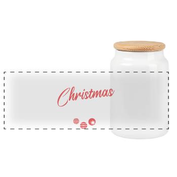christmas crew Schneeflocke xmas Weihnachten Logo - Panorama Keksdose mit Holzdeckel - Weiß - Vorne