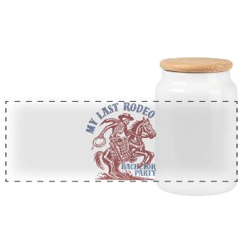 My Last Rodeo - Western Bachelor Party - Panoramic Cookie Jar with Wooden Lid - white - Front