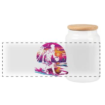 Basketball Synthwave - Panoramic Cookie Jar with Wooden Lid - white - Front