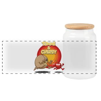 Tomme et cherry - Boîte à biscuits avec couvercle en bois - blanc - Devant