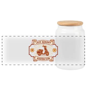 Vintage Scooter Club Design - Panorama Keksdose mit Holzdeckel - Weiß - Vorne