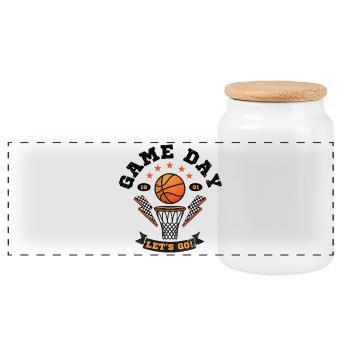 Let’s Go Basketball - Panorama Keksdose mit Holzdeckel - Weiß - Vorne