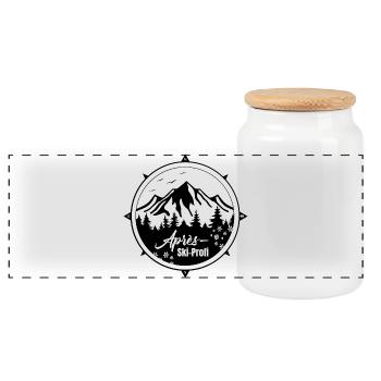 Après ski pro - Panoramic Cookie Jar with Wooden Lid - white - Front