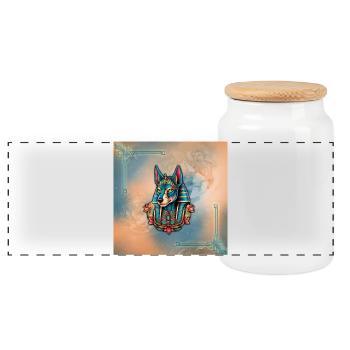 Illustration par Anubis - Boîte à biscuits avec couvercle en bois - blanc - Devant