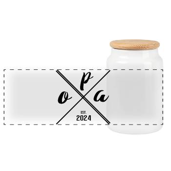 Grandpa Est. 2024 – Gift for New Grandfathers - Panoramic Cookie Jar with Wooden Lid - white - Front