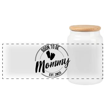 Soon to Be Mommy–Geschenk für werdende Mütter 2023 - Panorama Keksdose mit Holzdeckel - Weiß - Vorne