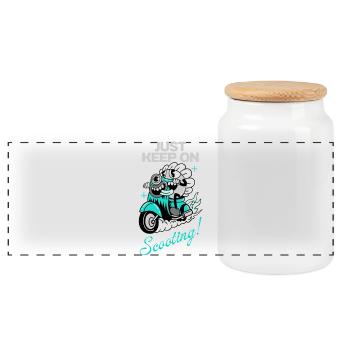 Just Keep On Scooting - Bande dessinée Fun - Boîte à biscuits avec couvercle en bois - blanc - Devant