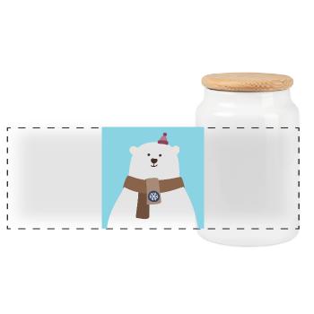Poster Polar Bear North Pole Bear Snow Winter Cool - Panoramic Cookie Jar with Wooden Lid - white - Front