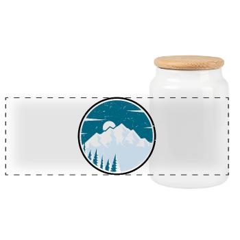 Winter Peak Circle Wald - Panorama Keksdose mit Holzdeckel - Weiß - Vorne